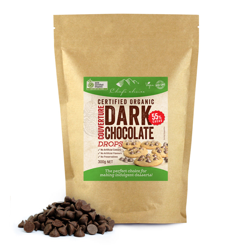Organic Dark Chocolate Couverture Drops 55% Cacao 300g