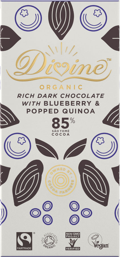 Organic Dark 85% Chocolate With Quinoa & Blueberry